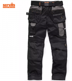 SCRUFFS Spodnie robocze Pro Flex z kieszeniami kaburowymi czarne