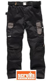 SCRUFFS Spodnie robocze Pro Flex czarne + pasek