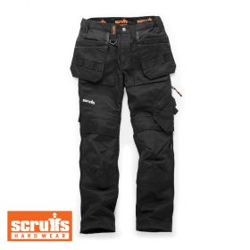 SCRUFFS Damskie spodnie robocze Trade Flex z kieszeniami kaburowymi, czarne